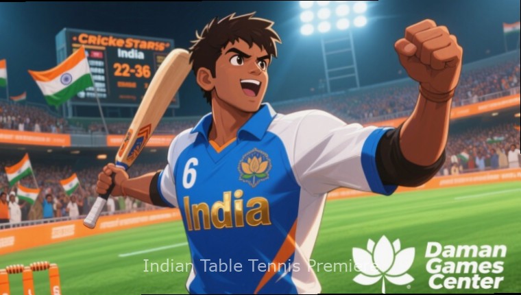 Indian Table Tennis Premiere gameplay showing touch controls and shot indicators