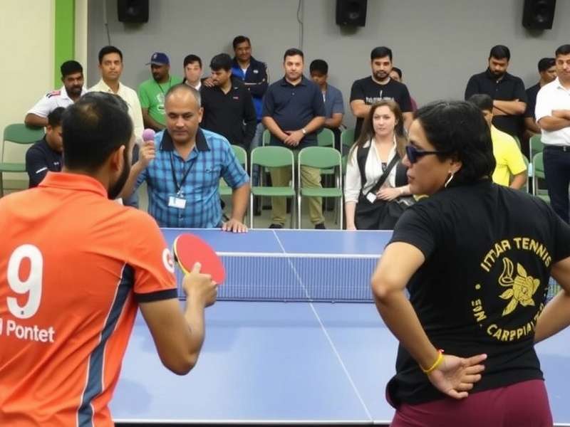 Indian Table Tennis Premiere Live Event Indian Table Tennis Premiere live tournament event with players and audience