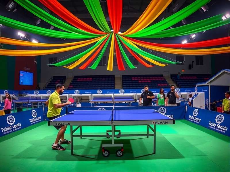 Indian Table Tennis Premiere Independence Day Event Indian Table Tennis Premiere Independence Day event with tricolor decorations